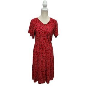 Reb. In J red spotted midi dress sz S